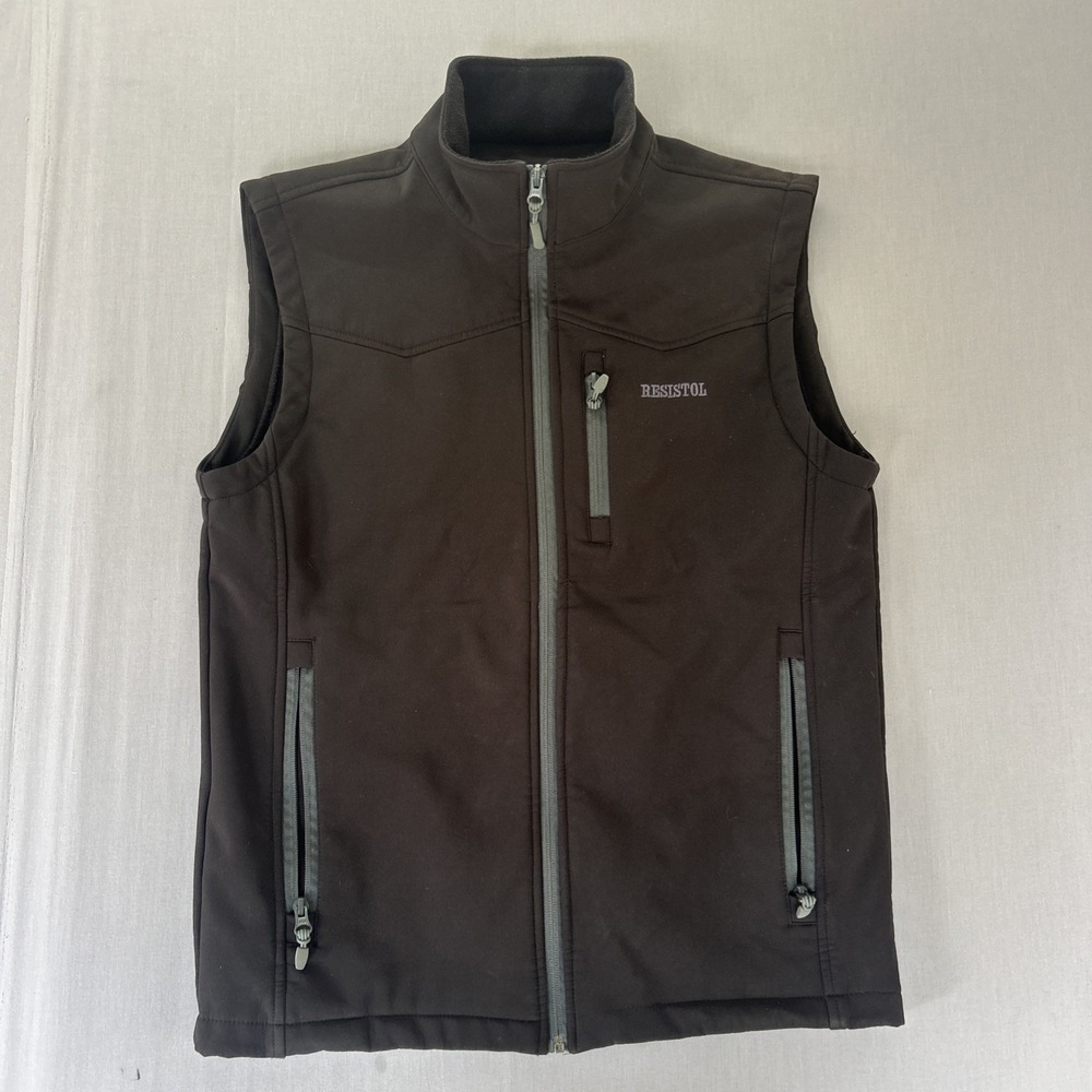Resistol Softshell Vest Mens Small Black Western Ranch Outdoor Full Zip